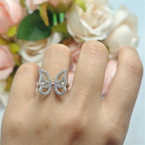 sterling silver butterfly band ring